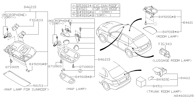 2013 Subaru Impreza WRX Lamp - Room Diagram 1