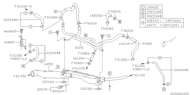 2008 Subaru Impreza STI Hose Complete Vacuum Diagram for 99081AA060