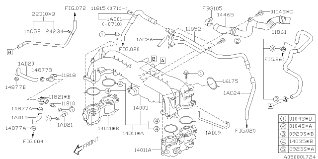 2008 Subaru Impreza Hose Vacuum Diagram for 99071AC010