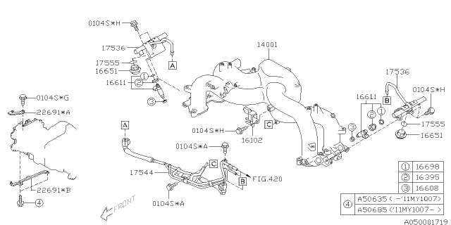 2011 Subaru Impreza STI Manifold Complete Intake Diagram for 14001AB970