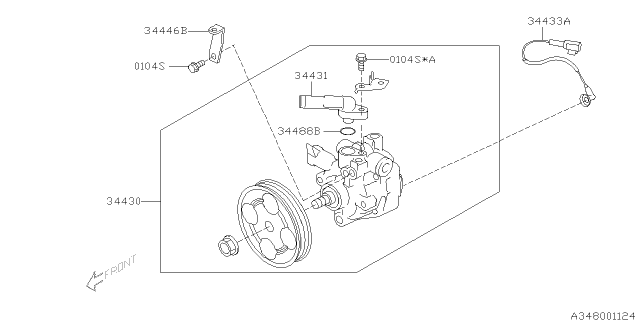 2011 Subaru Impreza Power Steering Pump Assembly Diagram for 34430FG011