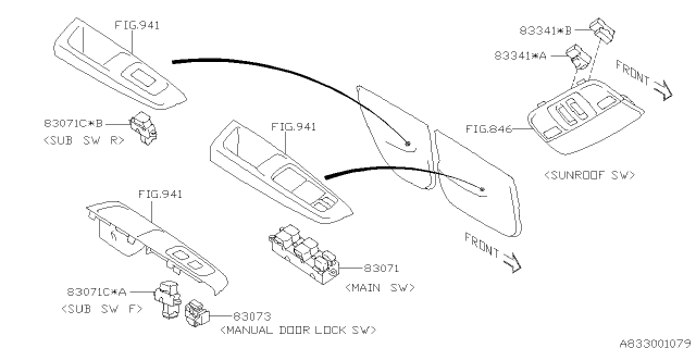 2010 Subaru Impreza STI Switch Assembly Manual Door Loc Diagram for 83078FG000