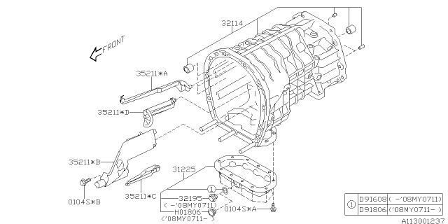 2013 Subaru Impreza WRX Manual Transmission Case Diagram 1