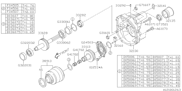 2013 Subaru Impreza WRX Manual Transmission Transfer & Extension Diagram 1