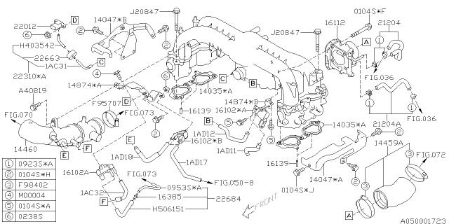 2008 Subaru Impreza WRX Hose Assembly Pre Heater Diagram for 21204AB090