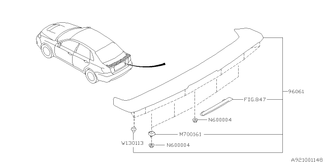 2013 Subaru Impreza WRX Spoiler Diagram 2