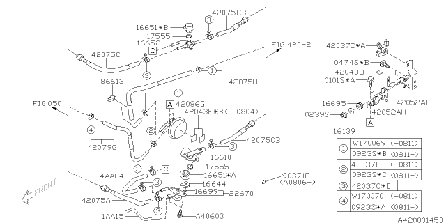 2008 Subaru Impreza WRX Protector Fuel Pipe Diagram for 16644AA030