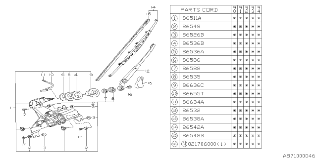 1991 Subaru Legacy Special Washer Diagram for 86557GA000