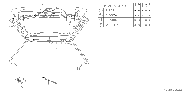 1994 Subaru Legacy Rear DEFROSTER Earth Cord Diagram for 81801AA690