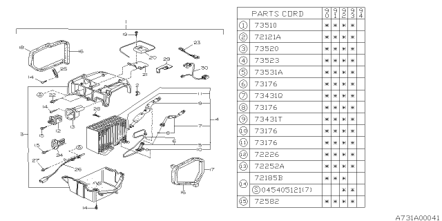 1990 Subaru Legacy Resistor Assembly Diagram for 72024AA020