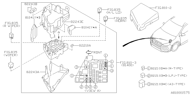 2019 Subaru Ascent Mini Fuse 25A Diagram for 82210AJ25A