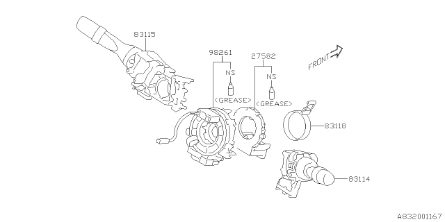 2020 Subaru Ascent Switch WIPER Select Diagram for 83114AJ15A