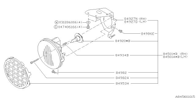 1997 Subaru Outback Fog Lamp Cover Diagram for 84953AC010