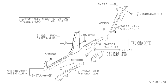 1996 Subaru Legacy Inner Trim Diagram 1