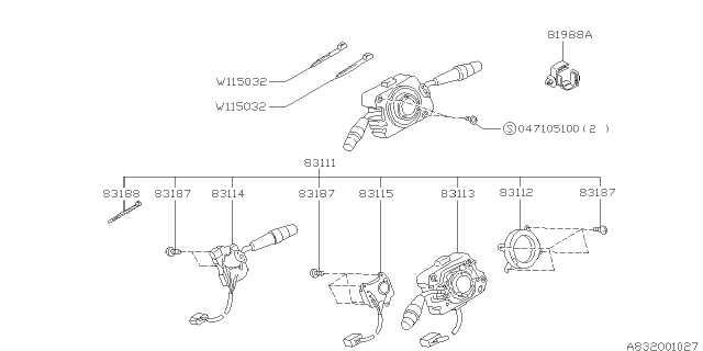 1996 Subaru Outback Combination Switch Diagram for 83111AC650