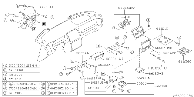 1996 Subaru Legacy Instrument Panel Diagram 1