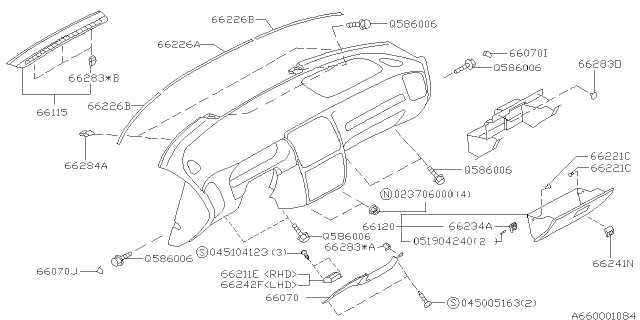 1996 Subaru Legacy Instrument Panel Diagram 3