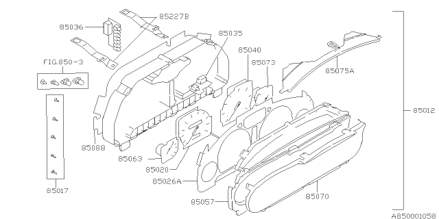 1995 Subaru Legacy Speedometer Assembly Diagram for 85020AC040