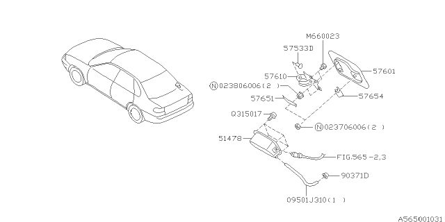 1996 Subaru Legacy Fuel Flap & Opener Diagram 2