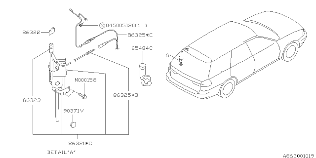 1999 Subaru Legacy Antenna Base Diagram for 86322AC000