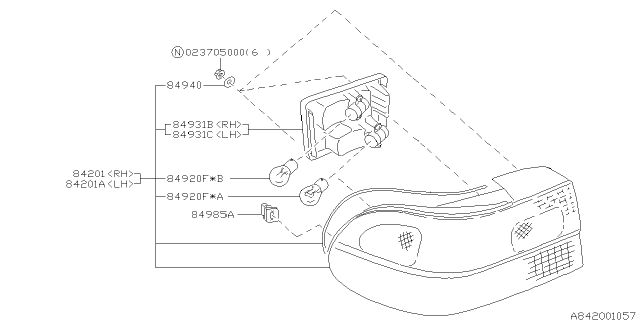 1997 Subaru Legacy Socket Diagram for 84931AC000