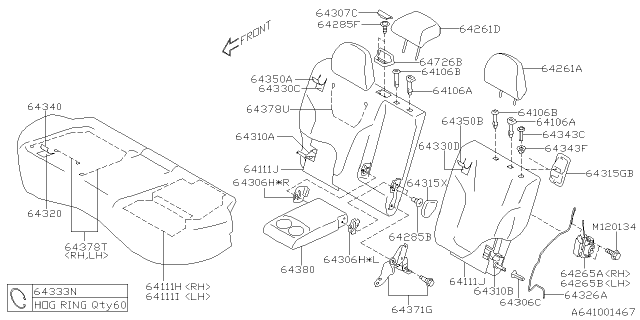 2019 Subaru Forester Seat HTR Unit R LH Diagram for 64311SJ010