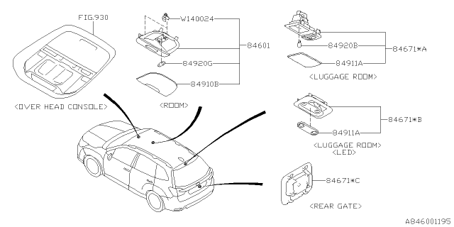 2020 Subaru Forester Lamp - Room Diagram