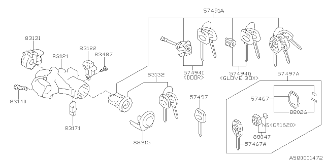 2021 Subaru Forester Key Kit & Key Lock Diagram 3