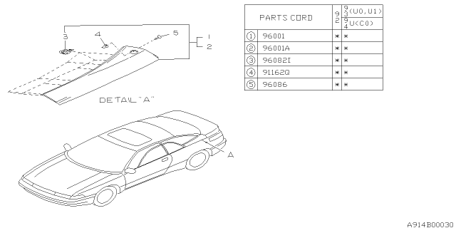 1992 Subaru SVX Outer Garnish Diagram 1