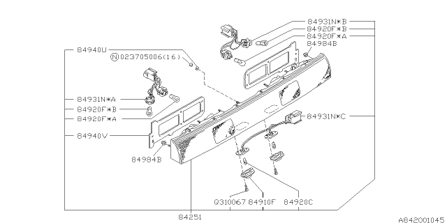 1995 Subaru SVX Sheet Packing Diagram for 84940PA020