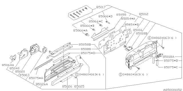 1996 Subaru SVX Plate Diagram for 85024PA000