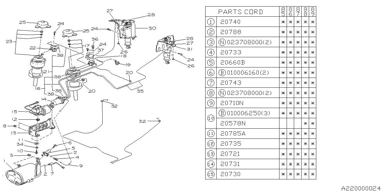 26521AG06A Genuine Subaru BRAKE PIPE REAR RH