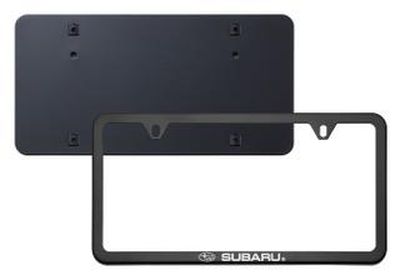 Subaru License Plate Frame (Slim Line) - Matte Black & License Plate Bracket - Front SOA342L170