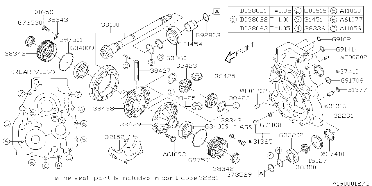 Subaru 31451AA320 SHIM Drive PINIONAT