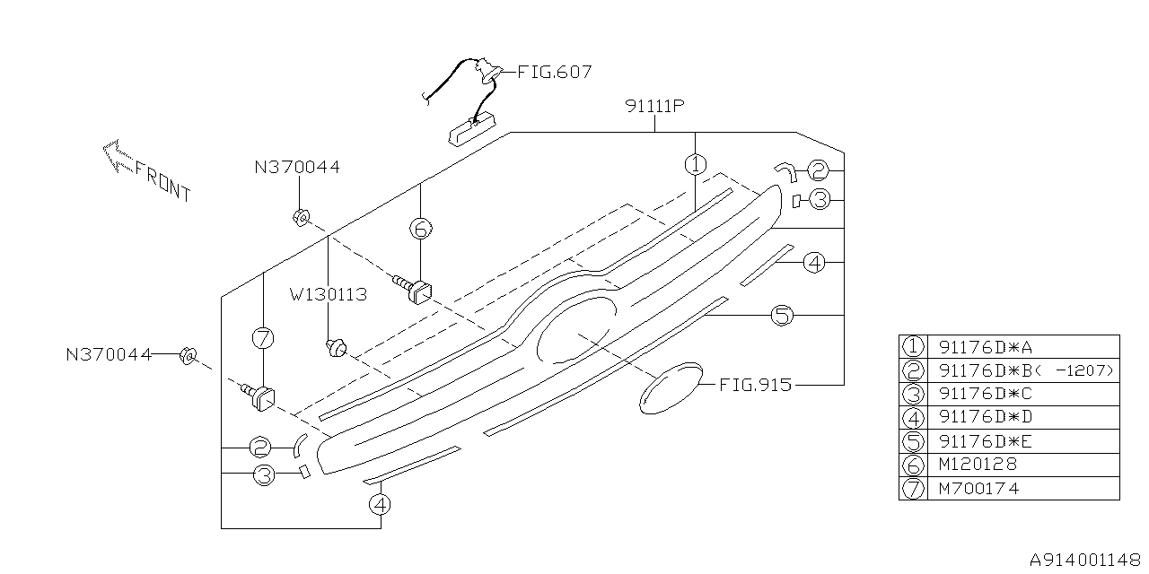 Subaru 91111FJ190I6 GARNISH Assembly Rg