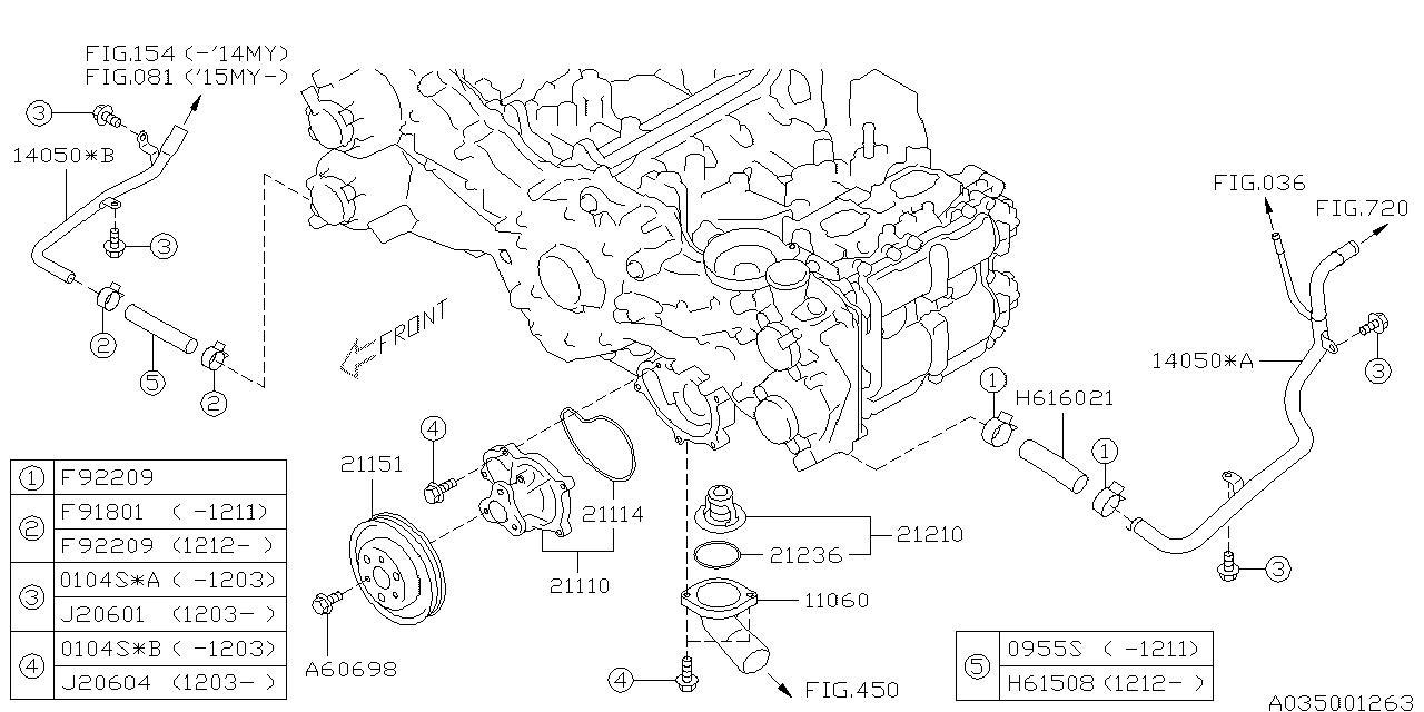 Subaru 14050AA800 Pipe Complete Water