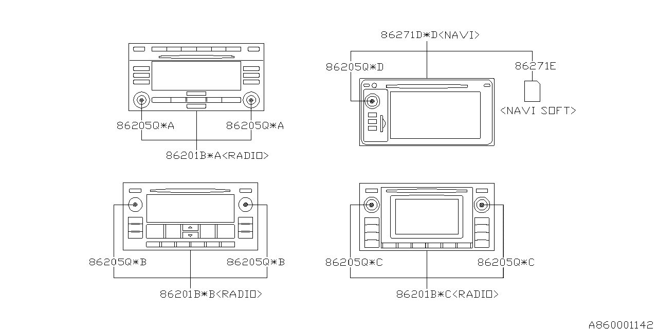 Subaru 86205FJ010 Knob