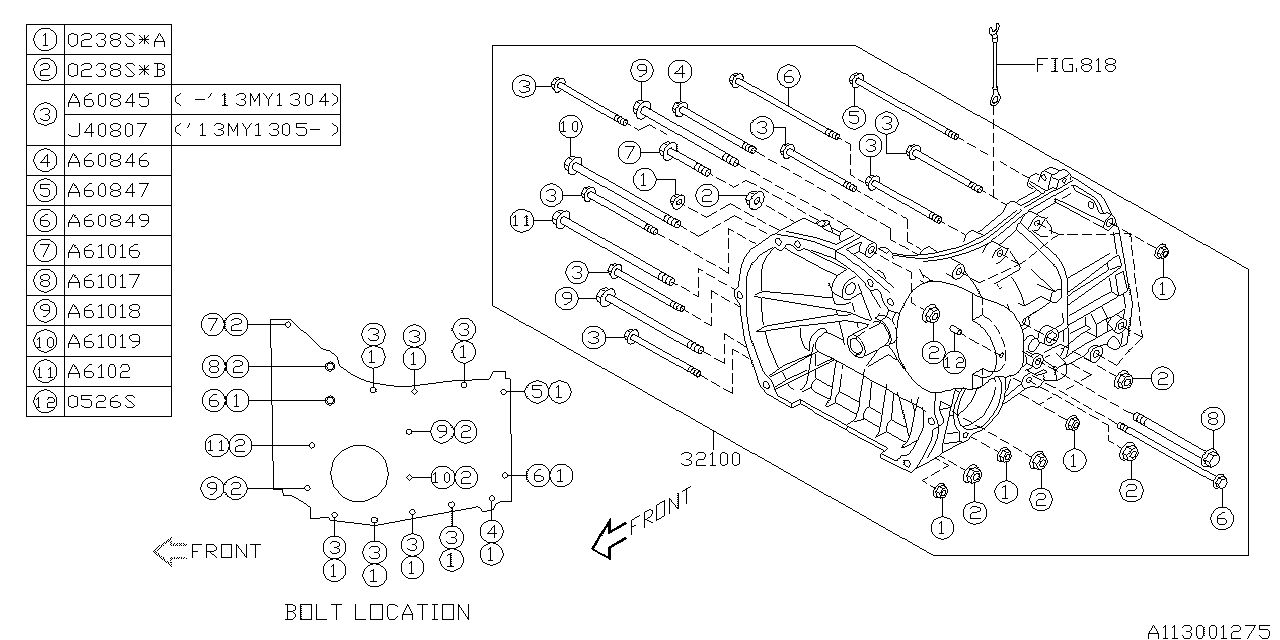 Subaru 32100AB510 Manual Transmission Case Assembly