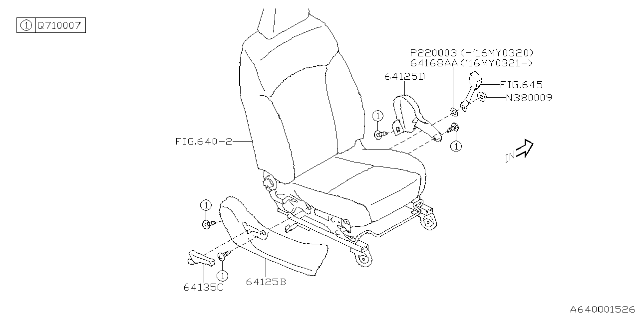 Subaru 64143AJ000WJ Knob Hinge RH