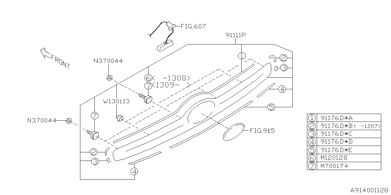 Subaru 91111FJ180U9 GARNISH Assembly Rg