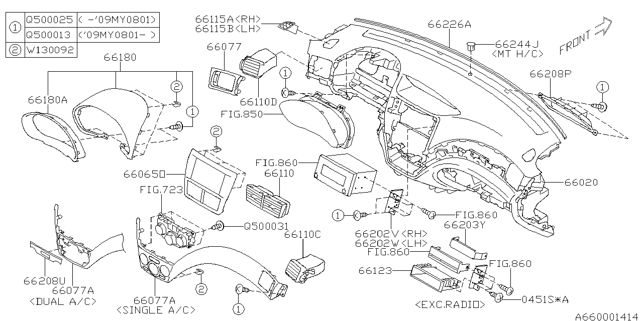 Subaru 66203FG060 Reinforcement Panel Radio