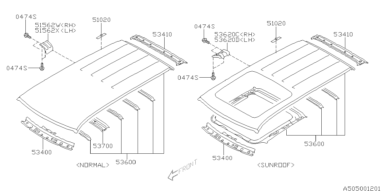 Subaru 53600SC0009P Panel Complete Roof