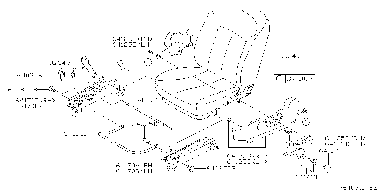 Subaru 64160SC021 Slide Rail Assembly In RH
