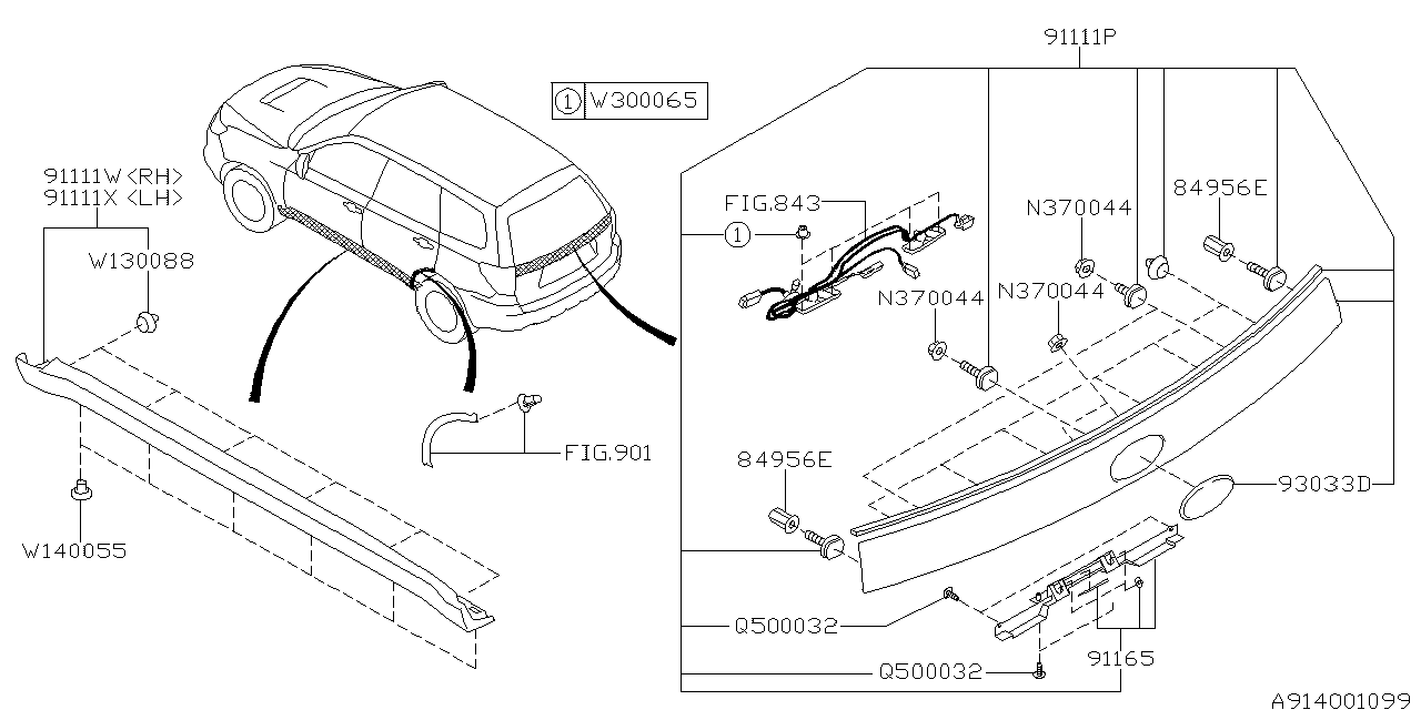 Subaru 91112SC001VW GARNISH Assembly