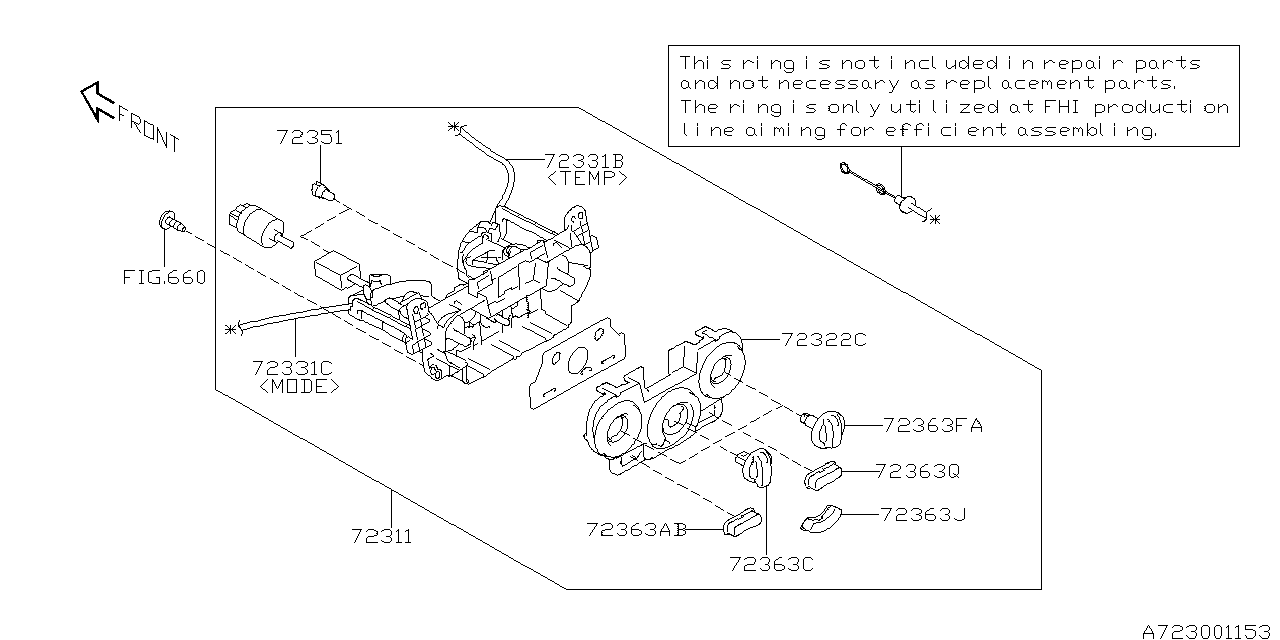 Subaru 72311SC250 Heater Control Assembly