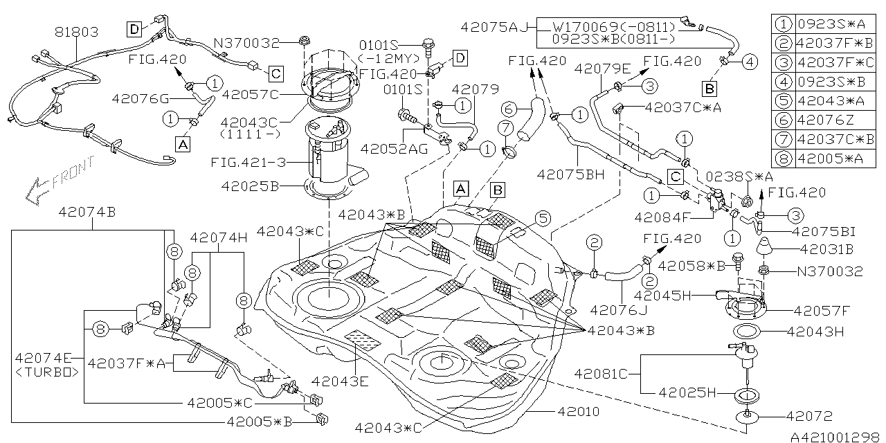 Subaru 42075FG070 Hose Charge