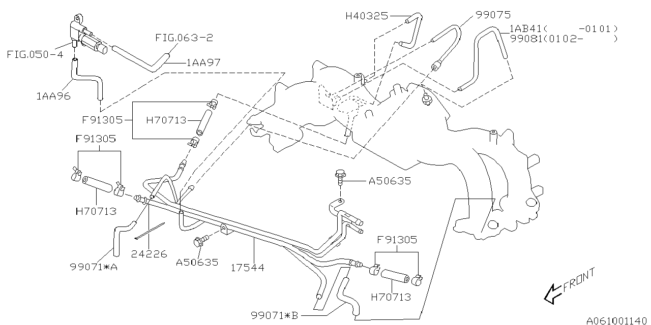 Subaru 99071AB410 Hose-Vacuum