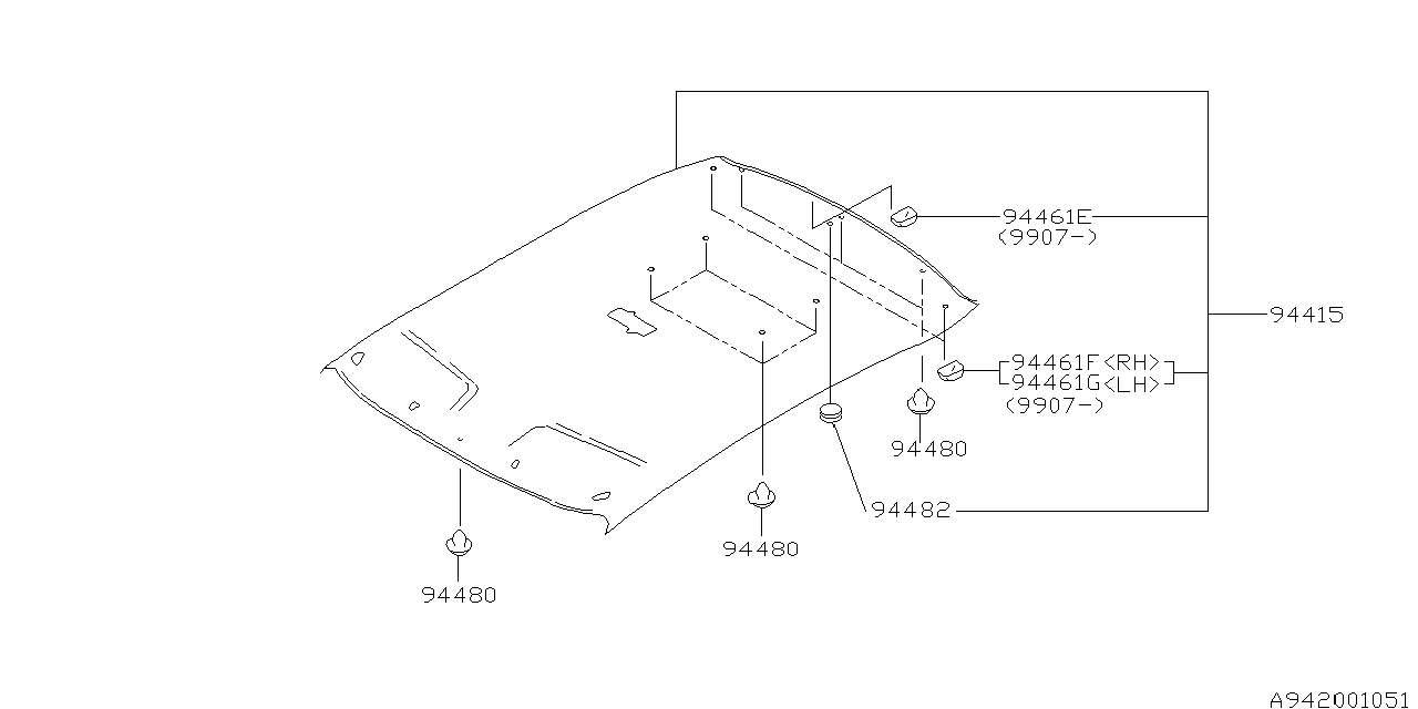 Subaru 94410FC041NE Trim Panel-Roof