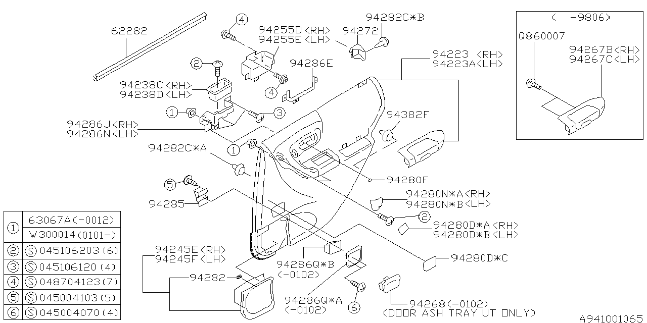 Subaru 94231FC060GA Bracket Ash Tray