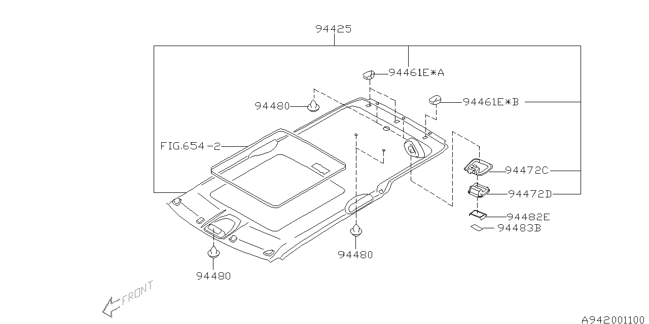 Subaru 94482FC001GB Cap Belt Trim Panel Roof